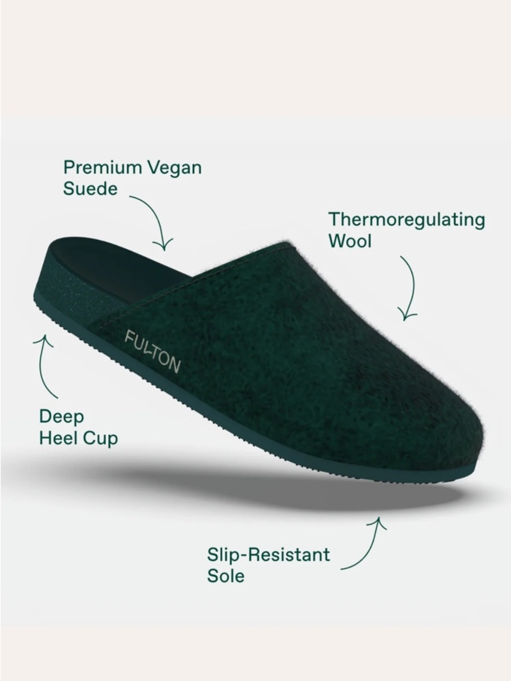 Fulton House Slippers Forest Green Woman Sz 10